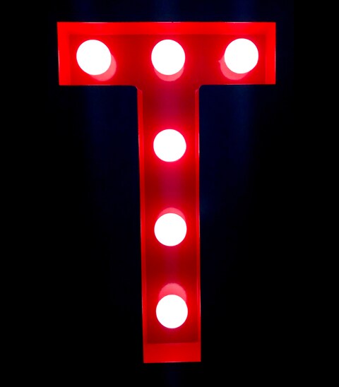 LED Marquee Letter Light Sign Wooden Red (T) 25cm