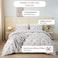 Luna Home-King size 6 piece duvet cover set modern tile print bedding set white.