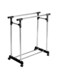 Generic Double-Pole Clothes Hanger With Wheels Silver/Black