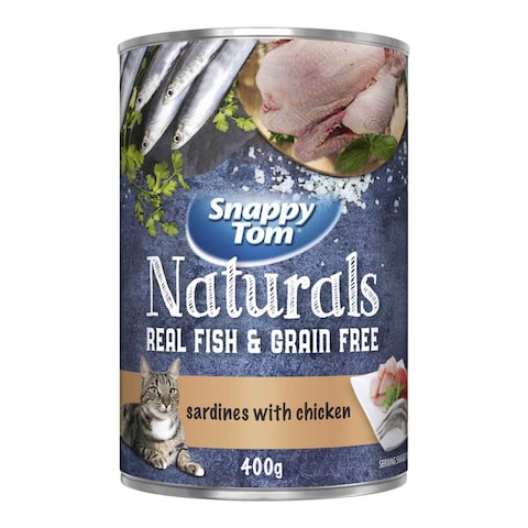 Snappy Tom Naturals Real Fish And Grain Free Sardines With Chicken Cat Food 400g