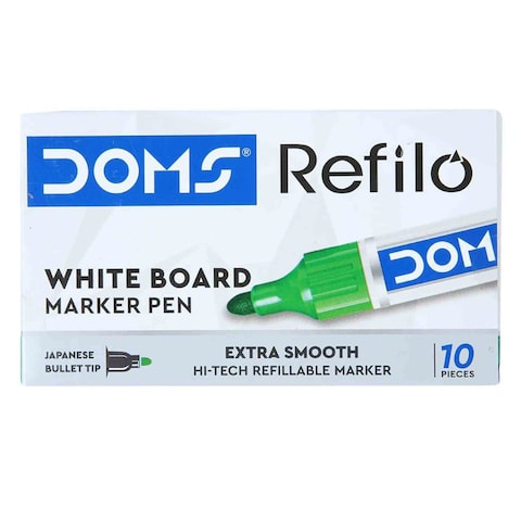 DOMS WHITE BRD MARKER PEN - GRN 10P