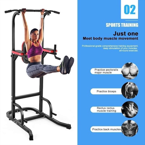 Max Strength Multifunction Power Tower Pull-Up Dip-Up Station Home Gym Strength Training, Pull Up Push Up Station Sit Up Station Vertical Knee Raise And Chin-Up Station-Heavy Duty