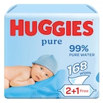 Buy Huggies Pure Baby Wipes, 99% Pure Water Wipes, 3 Pack x 56 Wipes (168 Wipes) in Saudi Arabia