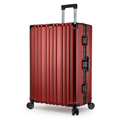 Cabinpro Lightweight Aluminum Frame Fashion Luggage Trolley Polycarbonate Hard Case Large Checked Luggage with 4 Quite 360 Double Wheels CP001 Maroon Online Carrefour UAE