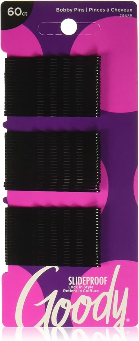 Goody Styling Essentials Bobby Pins, Black, 2 Inches, 60 Count (Pack of 6)