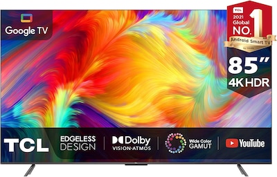 TCL 85 Inch TV 4K UHD Google Smart TV, Dolby Vision Dolby Atmos, Google Assistant, Built-In Chromecast And Premium Streaming Channels, 85P735