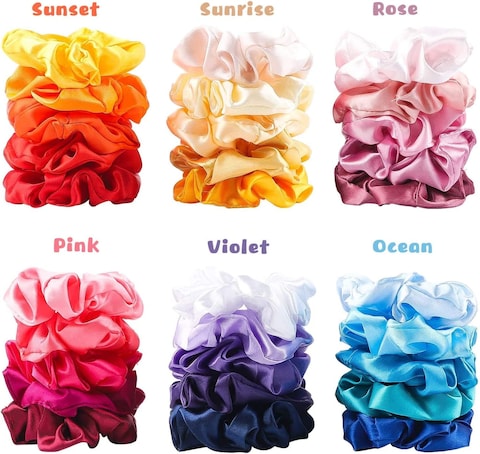 Hair Tie Silk Satin Scrunchies Hair Bands Hair Ties for Women or Girls Hair Accessories - 50 pcs Elastics Hair Ties Multicolor