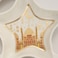Ceramic  Star Moon Shaped Serving Tray  Holder Plate, Dish Ramadan Kareem Decoration Tray Eid Mubarak Dessert Tray-White and Gold Color (S)(L-20*W-19*H-2.5CM)