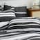 Luna Home Single Size 4 Pieces Duvet Cover Set, Black Stripe Design