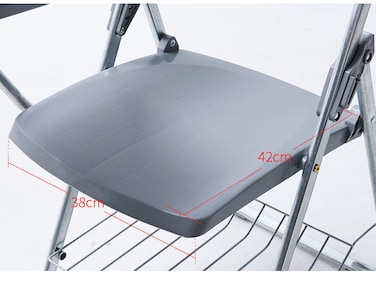 Folding Chair with Writing Board (Black Color) - Ergonomic Compact Portable Plastic Foldable Chair with Side Table, Book Net and Breathable Backrest for Student and Office
