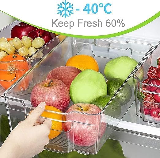 Atraux 16-PCs Refrigerator Organizer Bins - Clear Plastic storage Bins For Fridge, Kitchen Cabinet, Pantry Organization