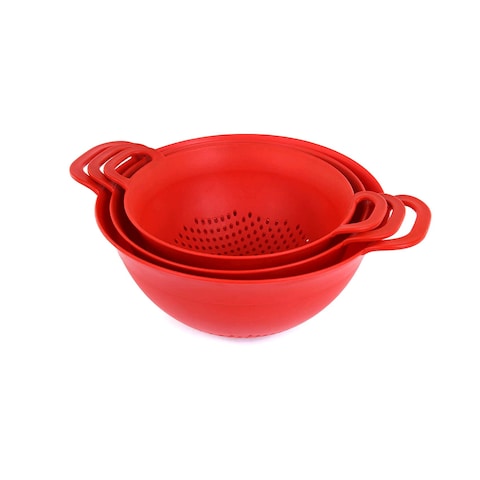 Mintra Small Plastic Strainer Colanders - Red