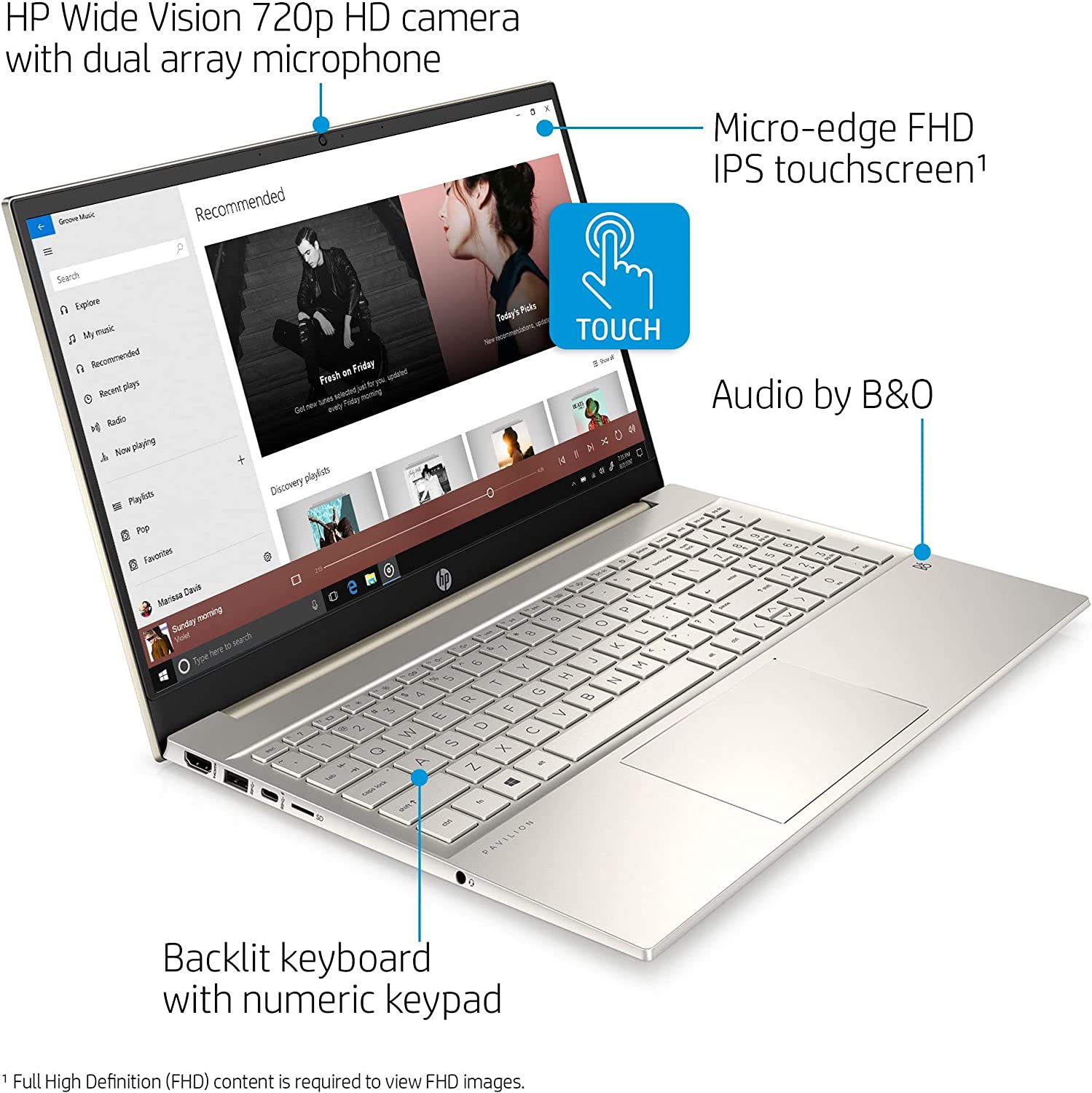 HP Pavilion 2022 15.6&quot; FHD Touchscreen, 11th Gen 4-Core Intel i7-1165G7, 16GB DDR4 RAM, 512GB NVMe SSD, Iris Xe Graphics, HDMI, Webcam, WiFi-6, Bluetooth, Backlit Keyboard, Win 11 Pro With 32GB USB