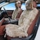 1 Piece Sheepskin Fur Car Seat Covers, Universal Size Long Wool Car Seat Cushion for Adult Man Women,  Seat White and brown Colour