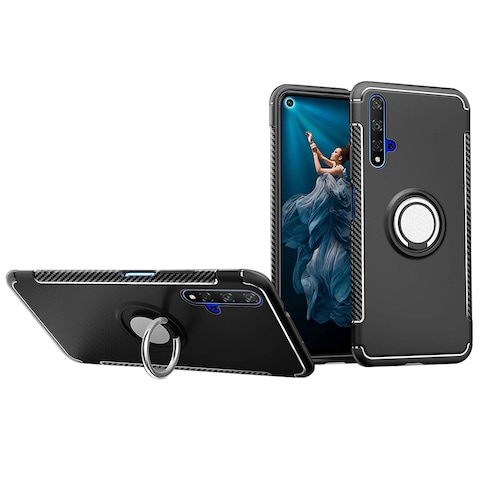 Ozone -  Huawei Nova 6 Case, Touch Magnetic Ring 360 Degree Rotation Grip Holder Kickstand Protective Cover (Designed Case for Huawei Nova 6) - Black