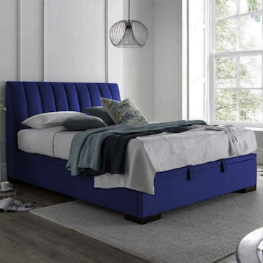 In House Blven Velvet Bed Frame - Single - 200x120 cm - Dark Blue