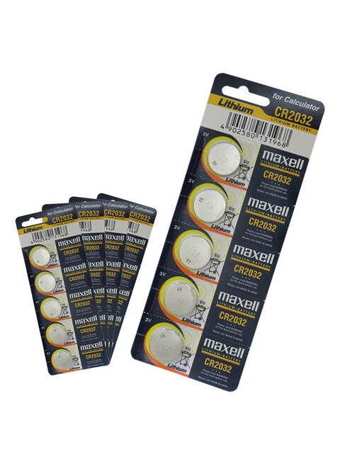 Maxell 25-Piece Cr2032 Lithium Batteries Set Silver
