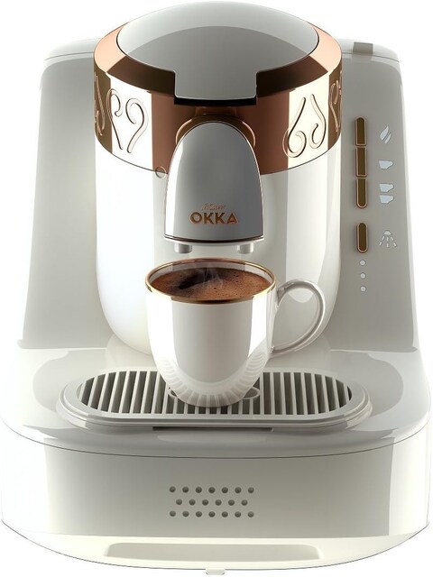 Arzum Okka Professional Electric Turkish Coffee Maker, Fully Automatic, White/Copper, OK001W - 1 Year UAE Warranty