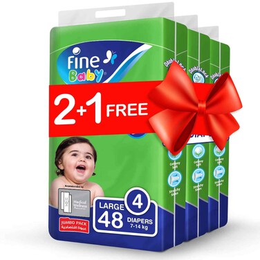 Fine Baby Diapers Size 4 Large 7 14kg Jumbo 48 Diapers Pack of 3