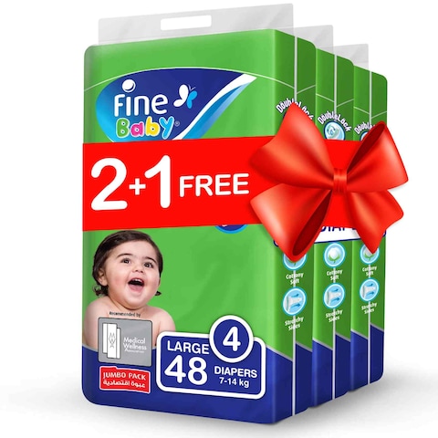 Fine Baby Diapers Size 4 Large 7 14kg Jumbo 48 Diapers Pack of 3