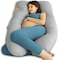BLUEBERRY PREGNANCY PILLOW-LUXURY BODY PILLOW-BACK PAIN SUPPORT WITH SOFT VELVET COVER-JUMBO SIZE-65" LONG -GREY