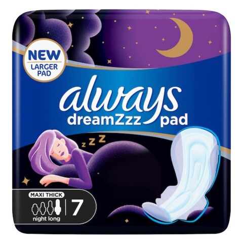 Buy Always Dreamzz Pad Clean And Dry Maxi Thick Sanitary Pads With Wings 7 Count in Kuwait