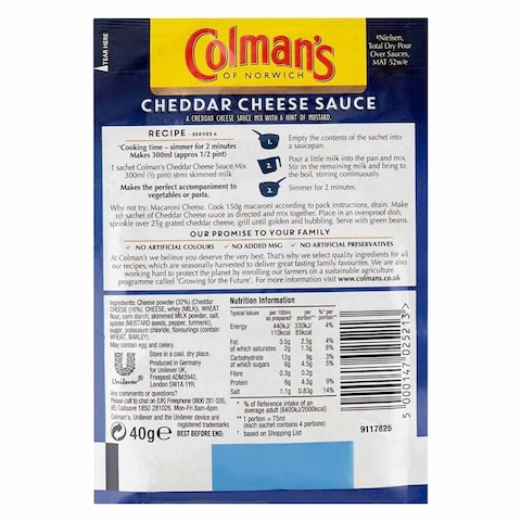 Colmans Cheddar Cheese Sauce 40g
