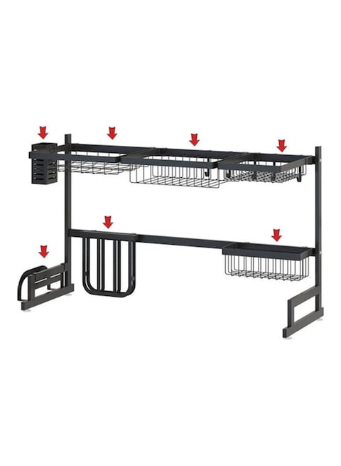 Generic Stainless Steel Expandable Adjustable Large Kitchen Over Sink Dish Drying Rack Black 85 X 32 X 52Cm