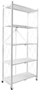 Jj Multi-Shelf Foldable Storage Shelves For Garage Kitchen Home Closet, Metal Wire, Collapsible Organizer Rack On 4'' Wheel Casters, Black/White (5-Shelf(White))