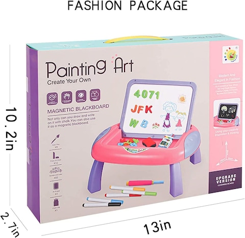 Kids Easel/Magnetic Drawing Board for Painting/Writing, Double Sided Sketchpad - Table Top Educational Toy (Pink)