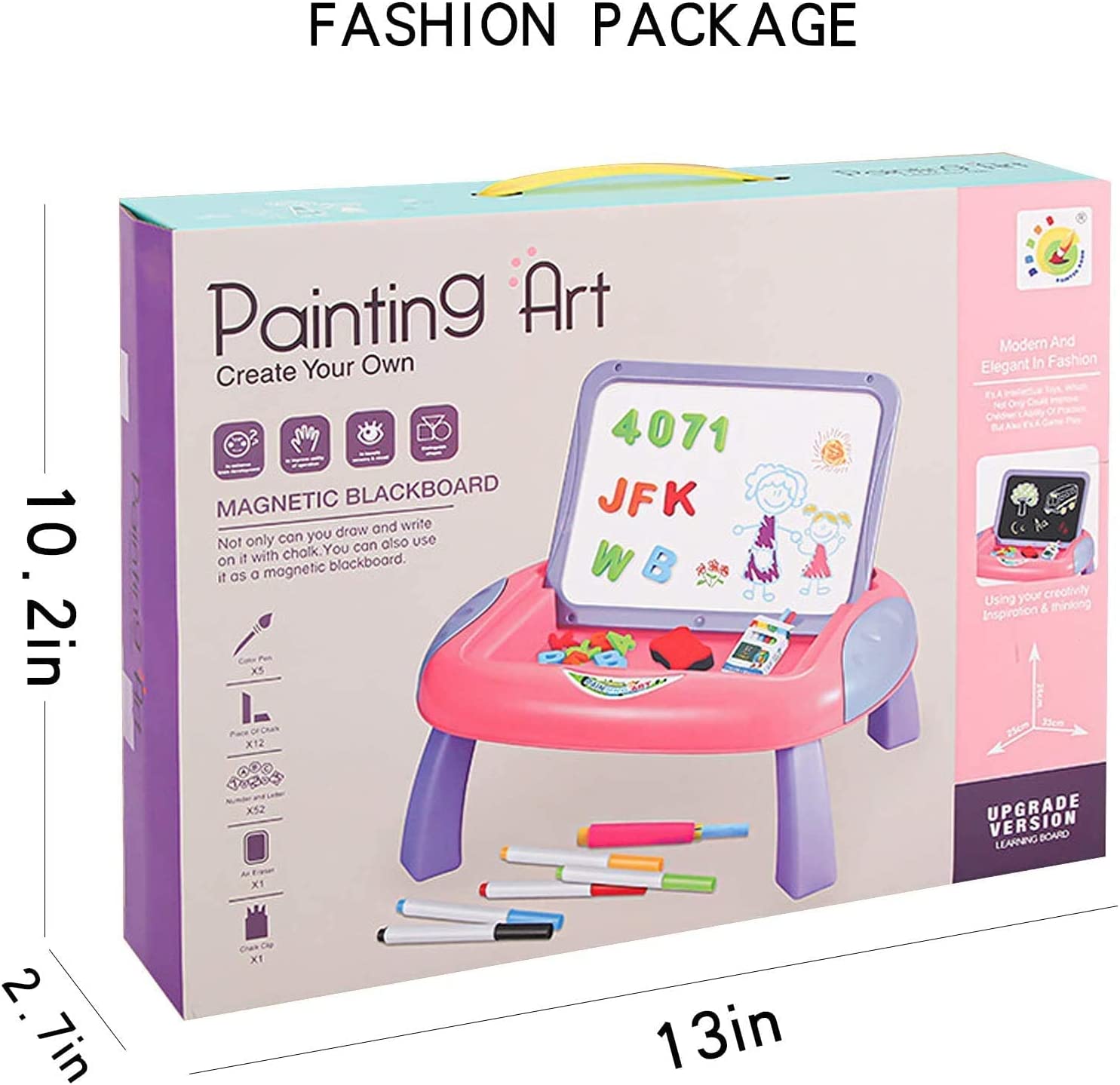 Kids Easel/Magnetic Drawing Board for Painting/Writing, Double Sided Sketchpad - Table Top Educational Toy (Pink)