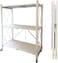 3 Tier Foldable Storage Shelf Unit with Wheel, Heavy Duty Storage Shelving Unit for Kitchen, Garage and Laundry Bathroom(white)