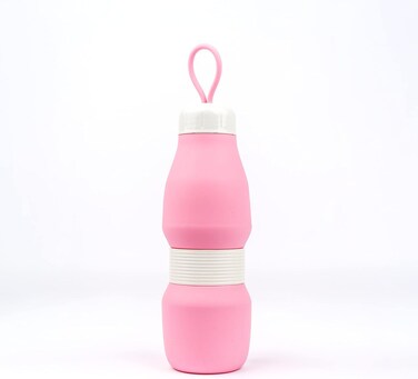 Jumble &amp; Co Whippy Collapsible Silicone 520ml Bottle - Rose Tinted Pink