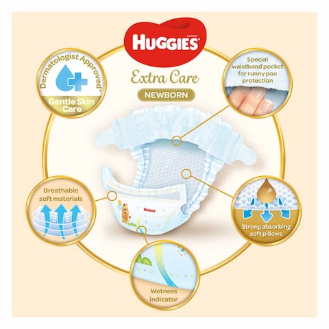 Huggies Extra Care Newborn Baby Diaper Jumbo Size 1 64 Count