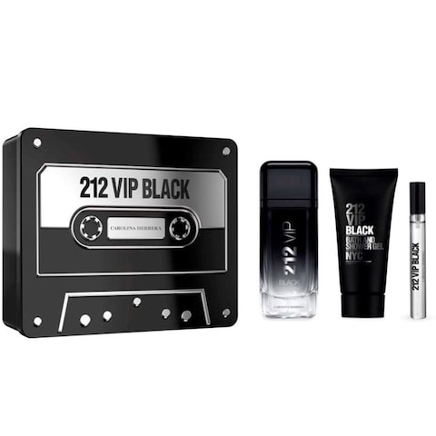 Buy Carolina Herrera 212 Vip Black For Men for Men Set Edp 100ml + Edp 10ml + BathShower Gel 100ml in UAE