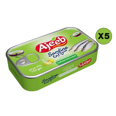 Ajeeb Sardine in Sunflower Oil and Lemon 125g Pack of 5