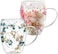 1CHASE&reg; Borosilicate Double Wall Flower Coffee Cup 350 ML (2 PCS Set), Decorated with an Immortal Flower