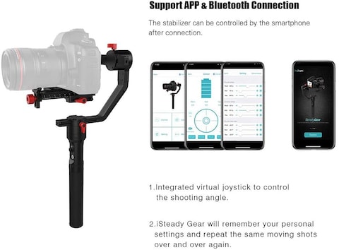 hohem Isteadygear Z Kit 3 Axis Handheld Camera Stabilizer Gimbal Dual Handle Control With App Settings Bt Connection Anti Shake Low Angle Photography Max. Load 2.5Kg / 5.5Lbs For Sony Canon, KDPTD6552