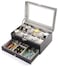 Generic Plate Glass Windows Watch Jewelry Ring Storage Box Organizer Double Layer Multifunction Box - Black