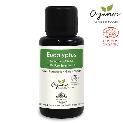 Aroma Tierra - Organic Eucalyptus Essential Oil - Aroma Tierra - 100% Pure, Natural, Certified Organic By Ecocert - 30Ml