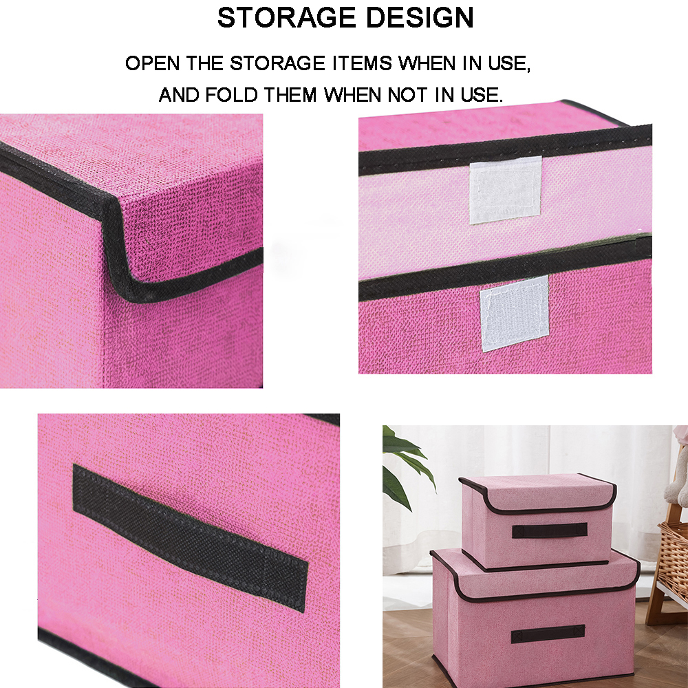 DEO KING 2-Piece Foldable Cloth Storage Box Pink