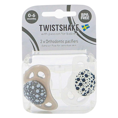 Twistshake Pacifier 06 Months 2 Pieces Greywhite