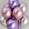 Party Time 50-Pieces 12" Pink, Purple and Silver Metallic Chrome Latex Balloon For Birthday, Baby Shower, Princess Theme Party, Girls, Boys, Women, 1, 2 Year Decoration Balloons - Party Supplies