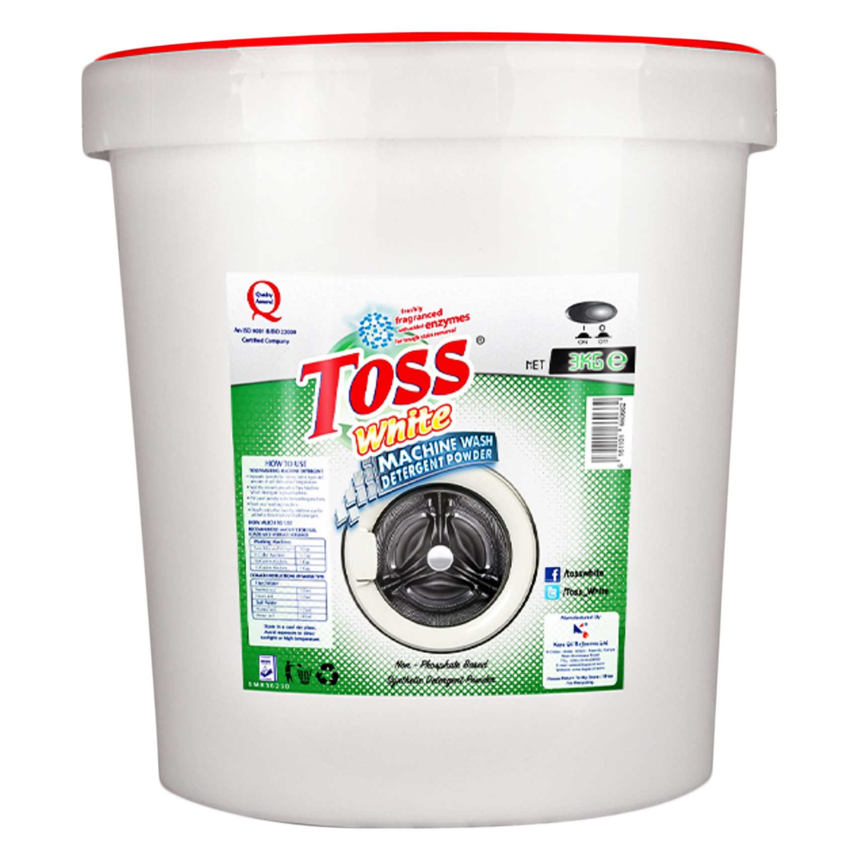 Toss White Machine Wash Bucket3Kg