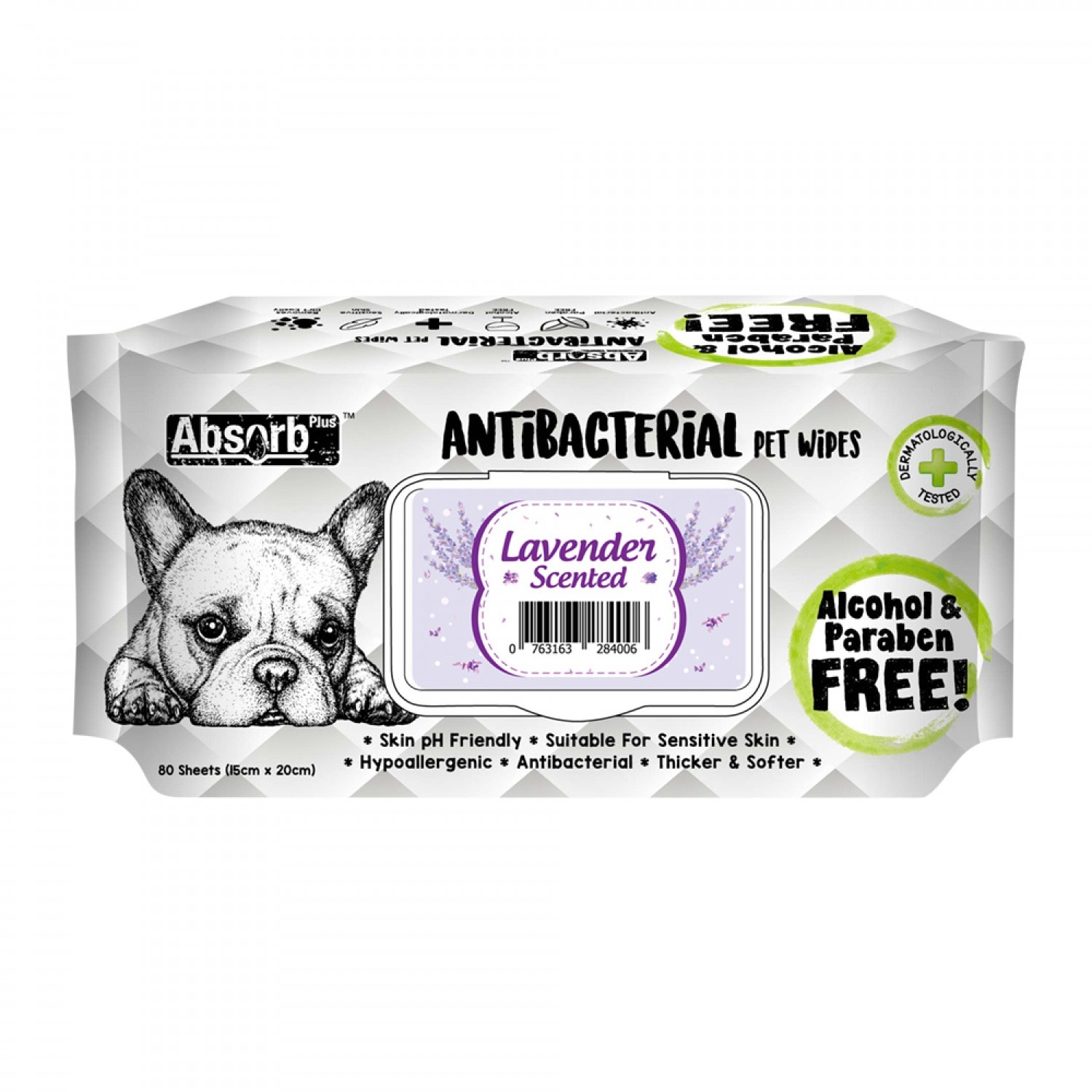 Buy Absolute Pet Absorb Plus Antibacterial Pet Wipes Lavender 80 Sheets ...