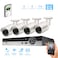 نظام كاميرات مراقبة 2K 4CH 2 ميجابكسل مع 4 كاميرات مراقبة داخلية خارجية مقاومة للماء IP66 بدقة 2.0 ميجابكسل من تومفيجن ، رؤية ليلية 100 قدم ، للأعمال المنزلية (4CHKIT (1 تيرابايت) ، أبيض)