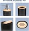 Bamboo Bathroom Accessory Set, 6 Pieces Bath Set- Soap Dish Toothbrush Holder Rinse Cup Lotion Bottle Trash Can Toilet Brush - Practical Toilet Kit for Home Washing Room，Black