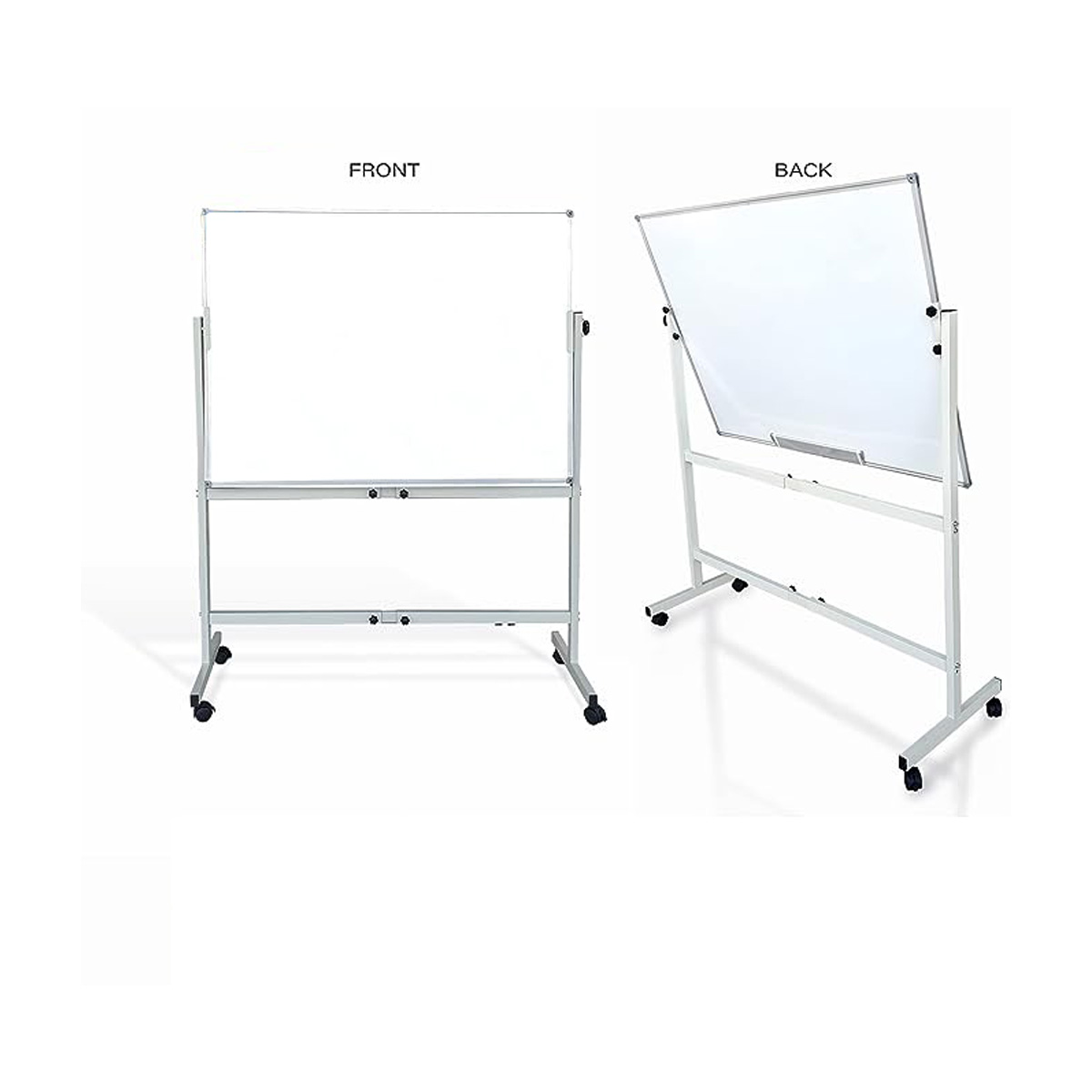 DOUBLE SIDE MAGNETIC WHITE BOARD WITH METAL STAND 90X120CM