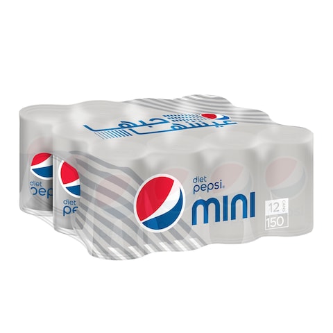 Buy Pepsi Diet Carbonated Soft Drink Cans 150ml Pack of  12 in Saudi Arabia