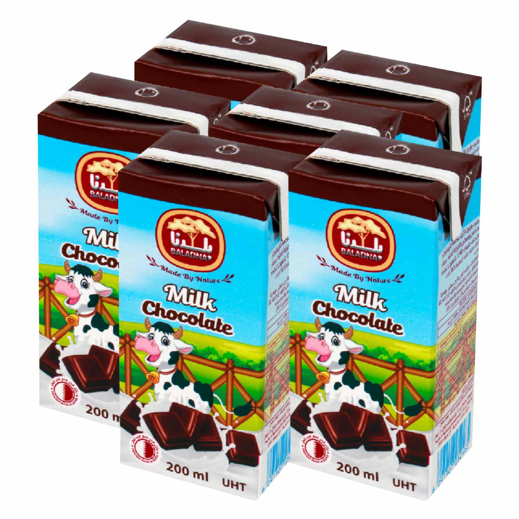 Baladna UHT Milk Chocolate 200ml x Pack of 6